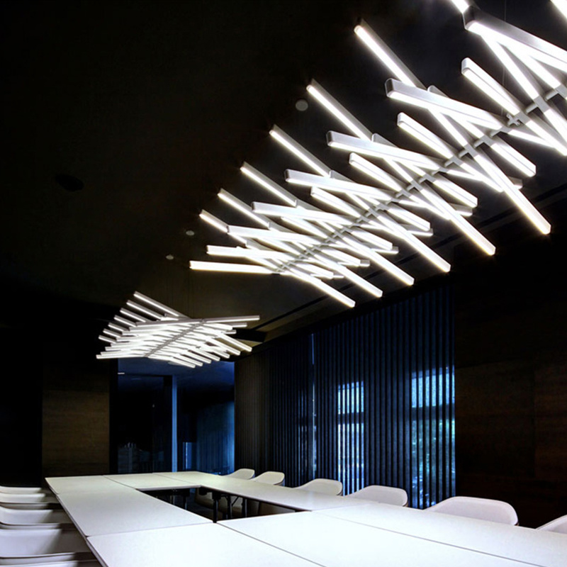Interior Design Meeting Room - フィッシュボーンシャンデリア 北欧風 LED 長方形照明 レストラン キッチン