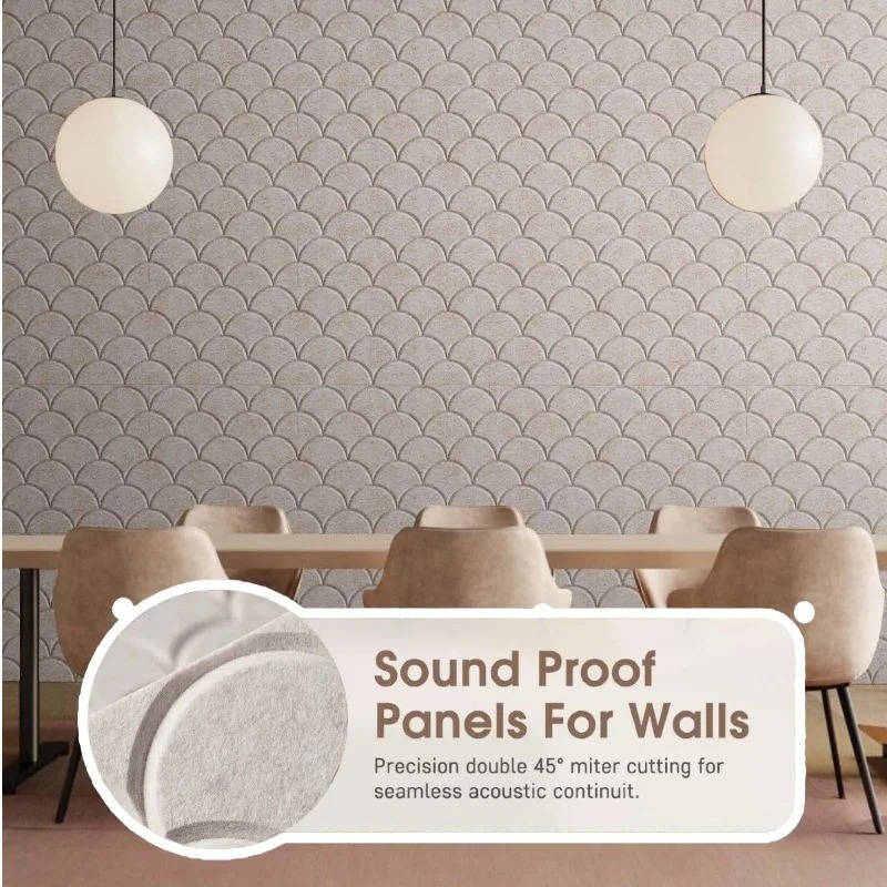 Wall Panel 3D Texture - 正方形の防音壁板 魚鱗テクスチャ 自己粘着式吸音パネル 遮音フォーム ウォールステッカー スタジオ用