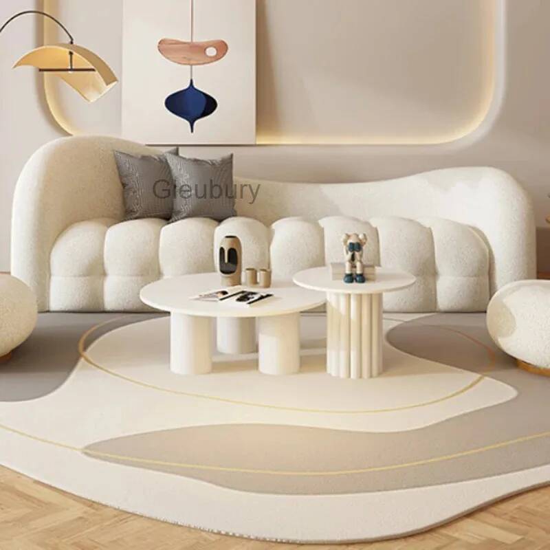 Interior Design White And Wood - クリームホワイトのリビングルームソファインテリアファッションかわいい中国の創造的なデザインのリビングルームソファ待機ムエブルユニークな家具