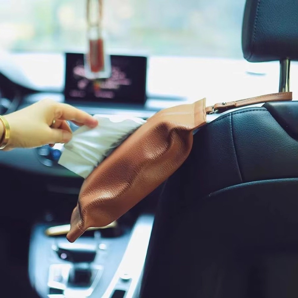 Interior Design Type - プレミアムな壁掛けデザインのフェイスタオル収納バッグ、車内多機能ティッシュボックス、壁掛けティッシュカバー、車のシートエリア用