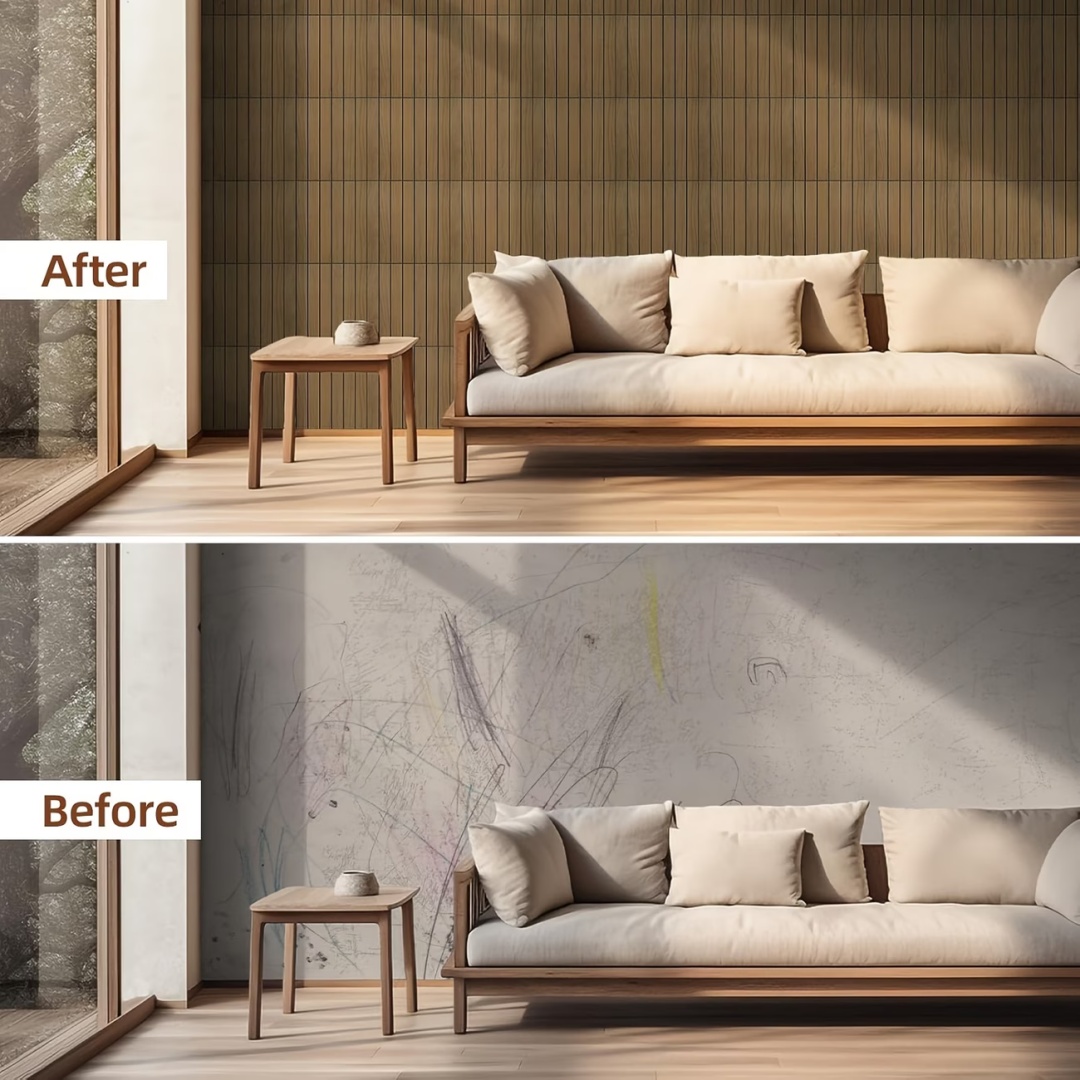2D自己粘着性PVC木目調ピール＆スティックパネル、リアルな - Wall Panel 3D Texture のレビューと価格