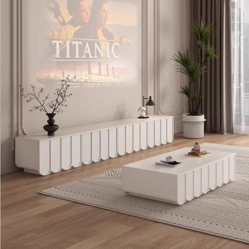 モダンなデザインのテレビキャビネット、高級感のあるミニマリス - Interior Design White And Wood のレビューと価格