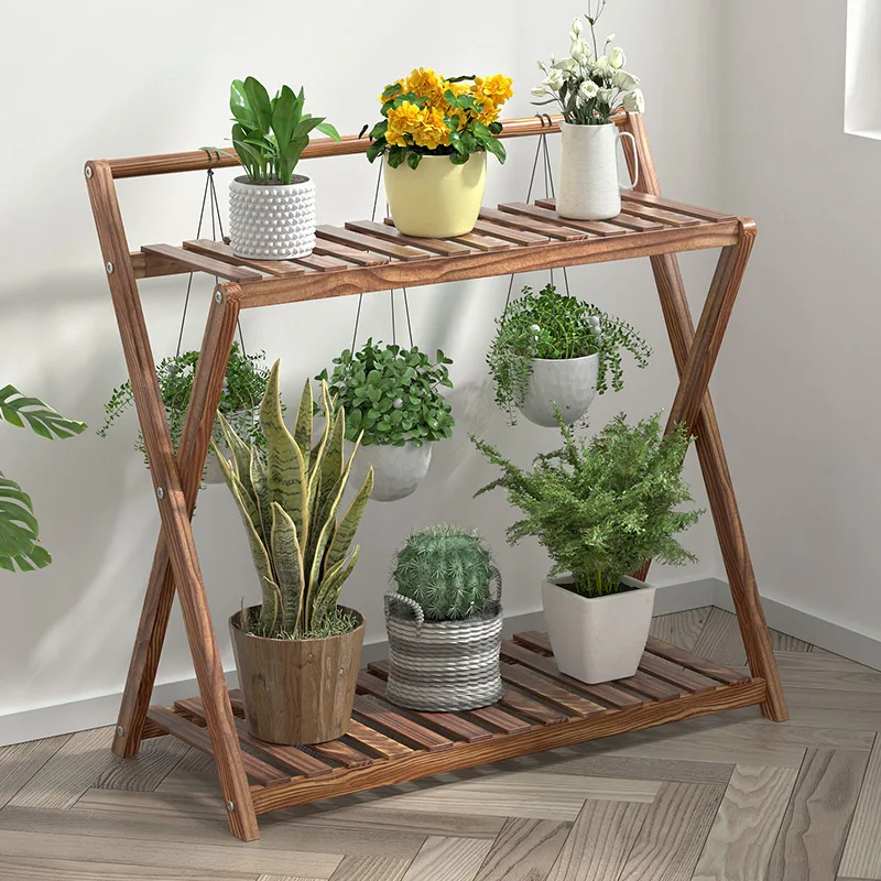 バルコニー用フラワーシェルフ、植物棚、フロアタイプ、木製デザ - Interior Design Type のレビューと価格