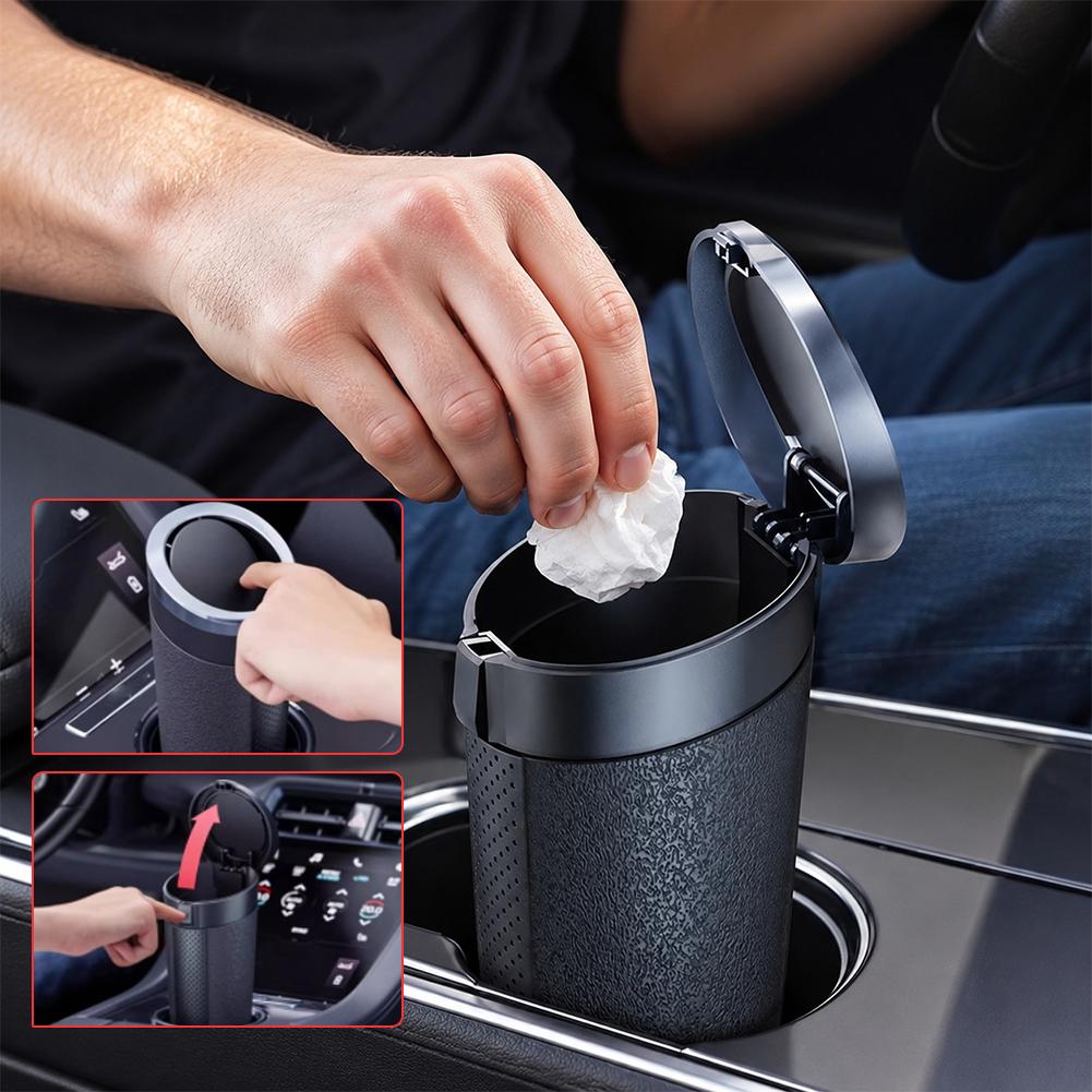 取り外し可能な蓋付きポータブル車用ゴミ箱 – カップホルダー - Interior Design Type のレビューと価格