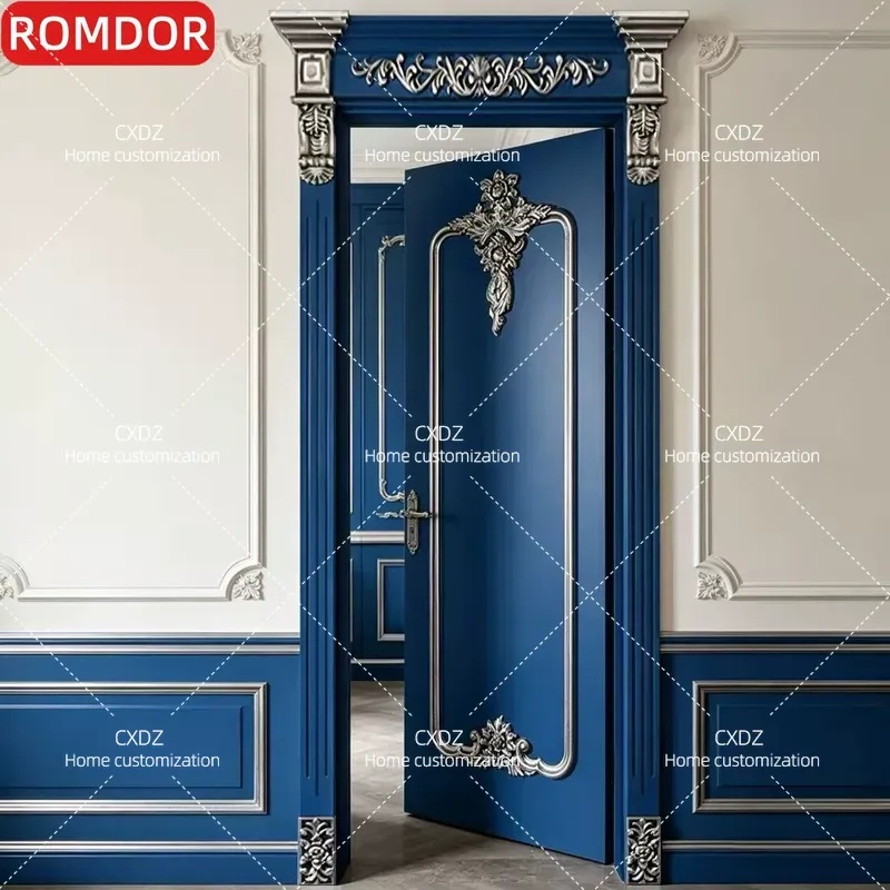カスタムホワイト高級無垢材寝室ドア、彫刻入りインテリア、金銀 - Interior Design White And Wood のレビューと価格