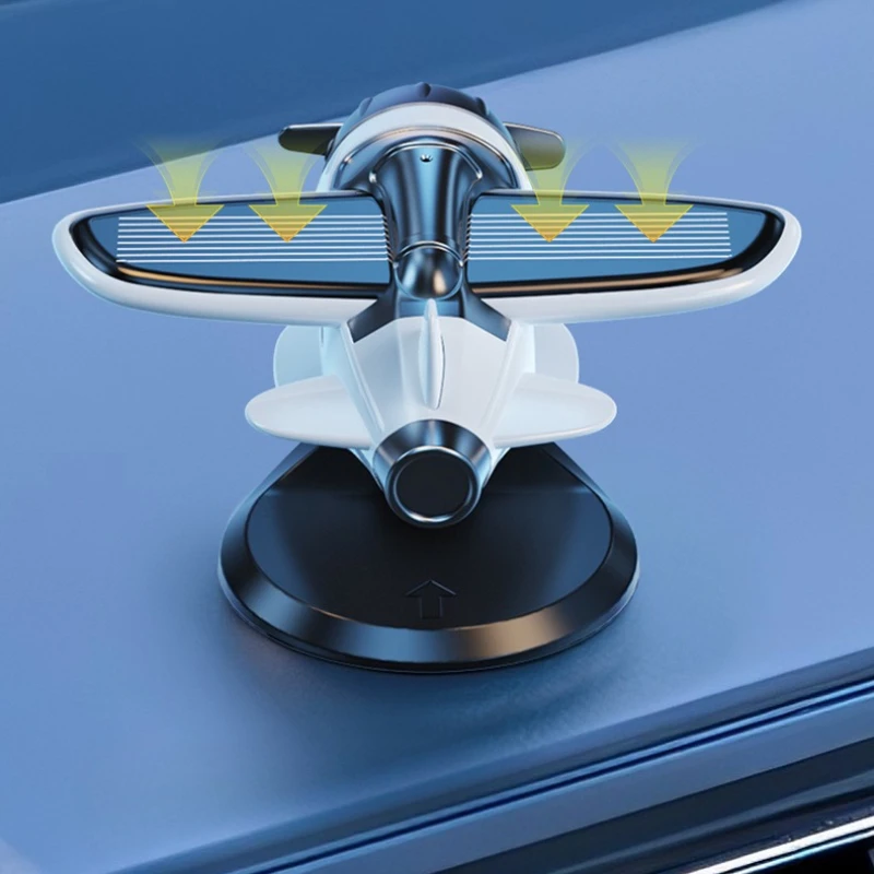 太陽光発電飛行機オーナメント、360度回転、車のダッシュボー - Interior Design Degree のレビューと価格