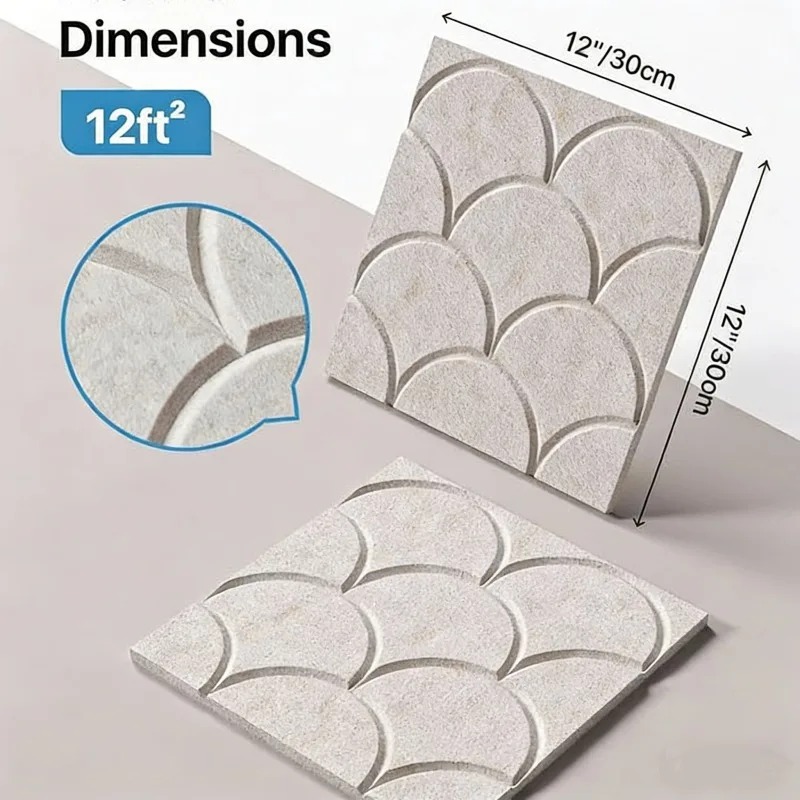 正方形の防音壁板 魚鱗テクスチャ 自己粘着式吸音パネル 遮音 - Wall Panel 3D Texture のレビューと価格