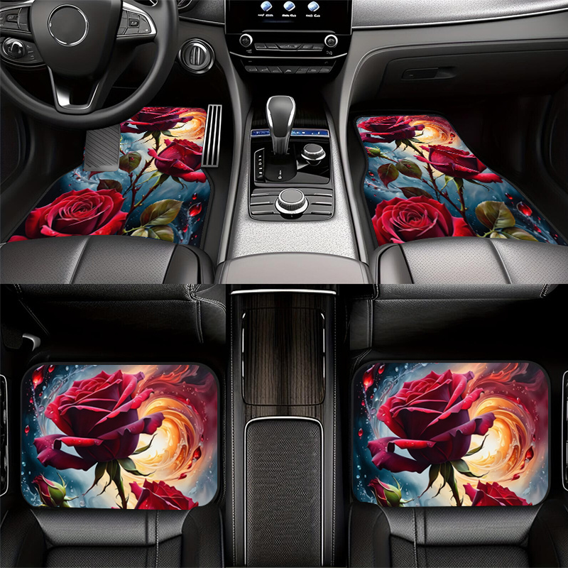 4枚入り レッドローズ マジカルスタイルデザイン カーフロア - Interior Design Type のレビューと価格
