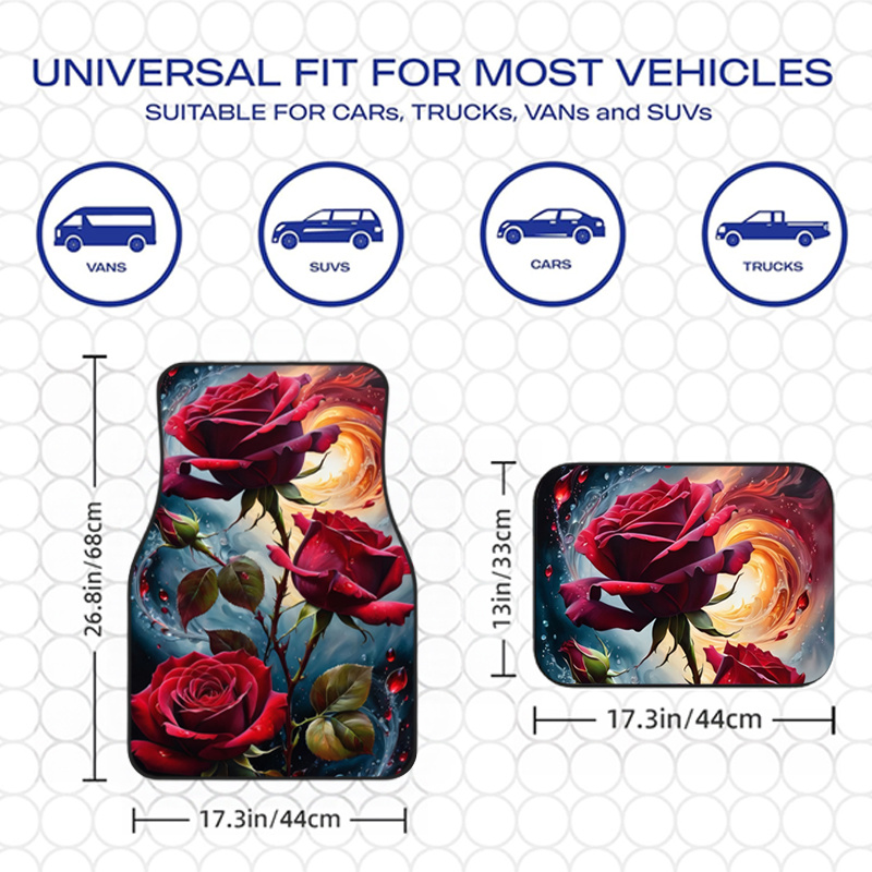 4枚入り レッドローズ マジカルスタイルデザイン カーフロア - Interior Design Type のレビューと価格