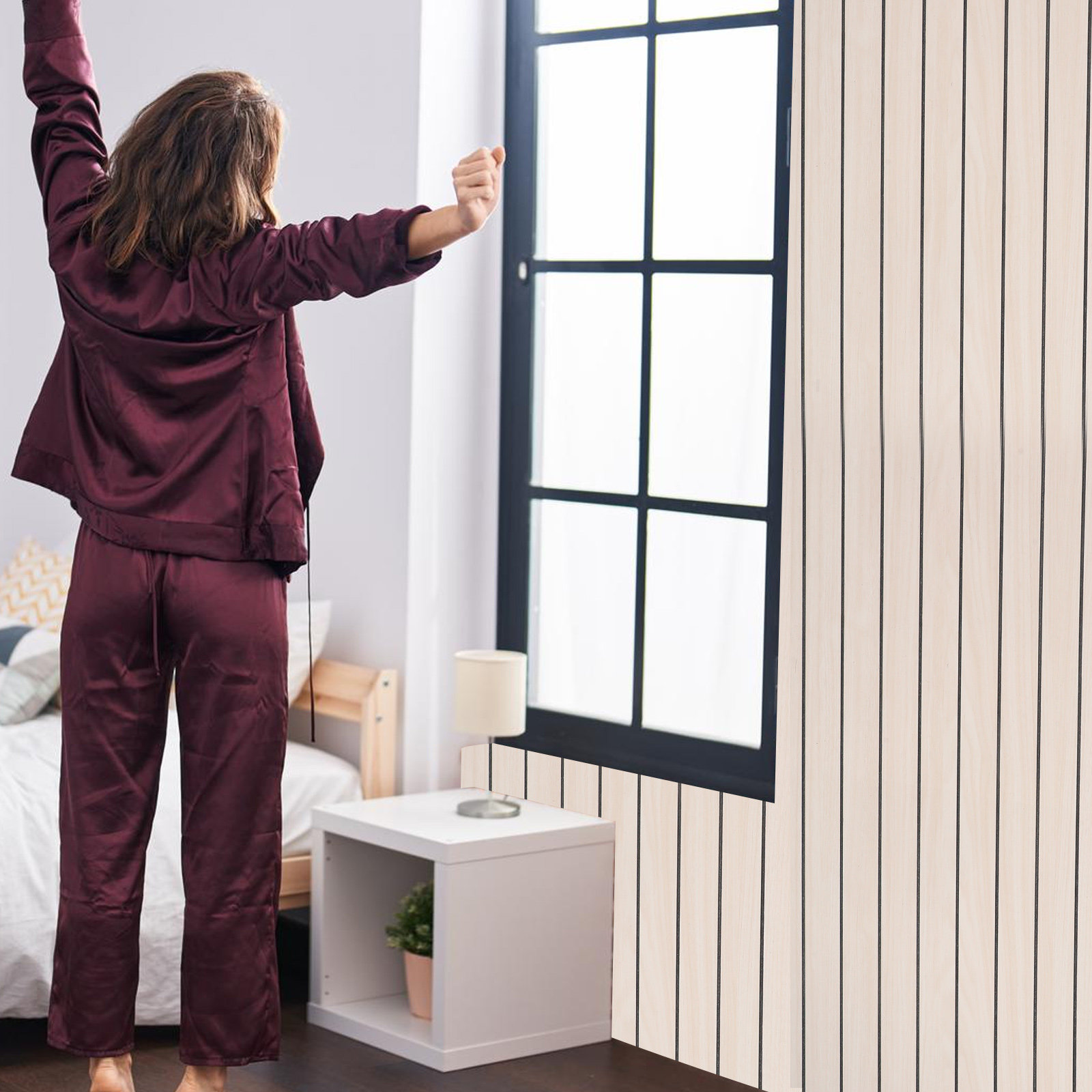 300x40cm スラットウォールパネル 3D装飾壁紙 自己 - Wall Panel 3D Texture のレビューと価格