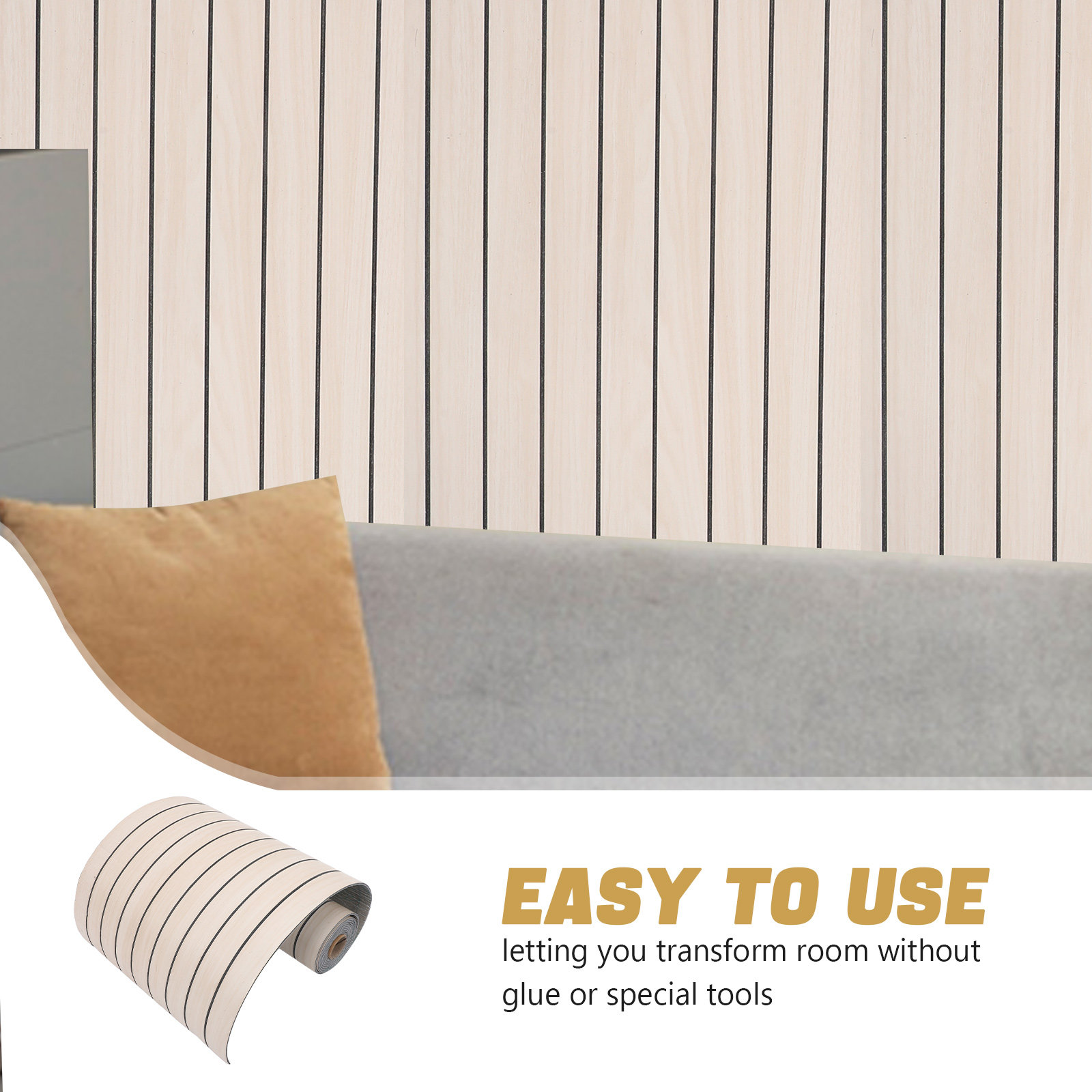 300x40cm スラットウォールパネル 3D装飾壁紙 自己 - Wall Panel 3D Texture のレビューと価格