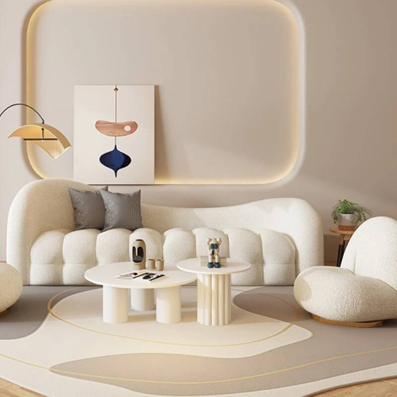 クリームホワイトのリビングルームソファインテリアファッション - Interior Design White And Wood のレビューと価格