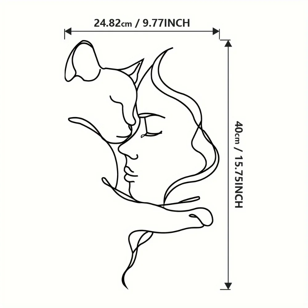 洗練された黒猫と女性のメタルアート - ミニマリストのシルエ - Interior Design Women のレビューと価格