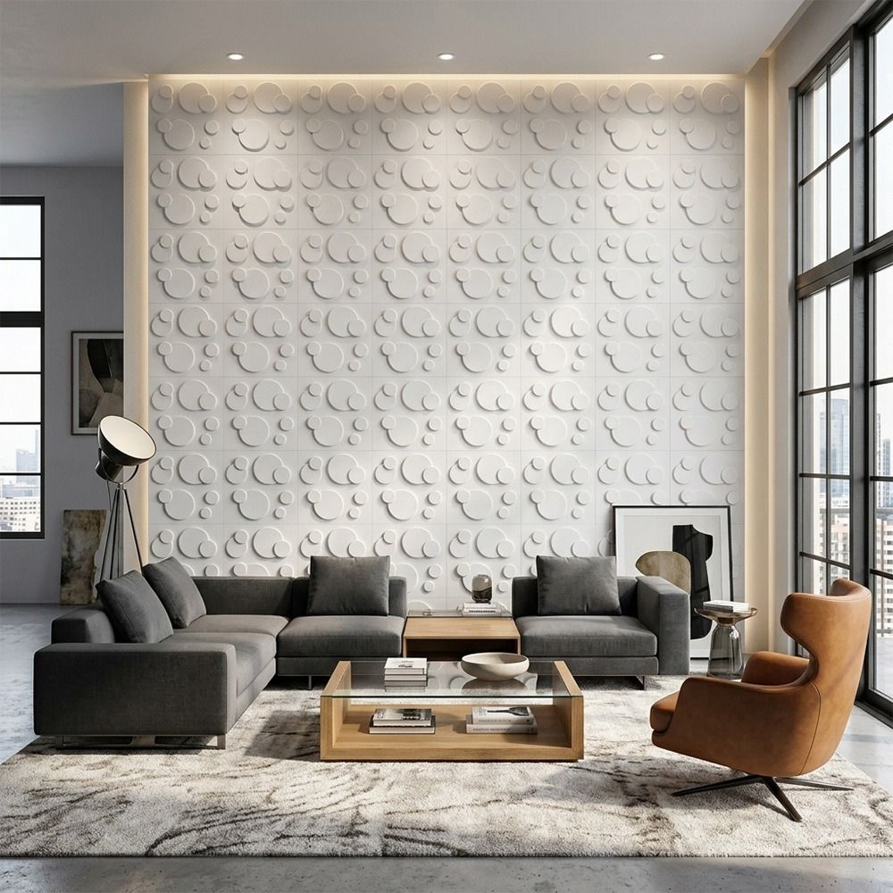 ホワイト3Dウォールパネル 50*50cm エンボス加工 フ - Wall Panel 3D Texture のレビューと価格