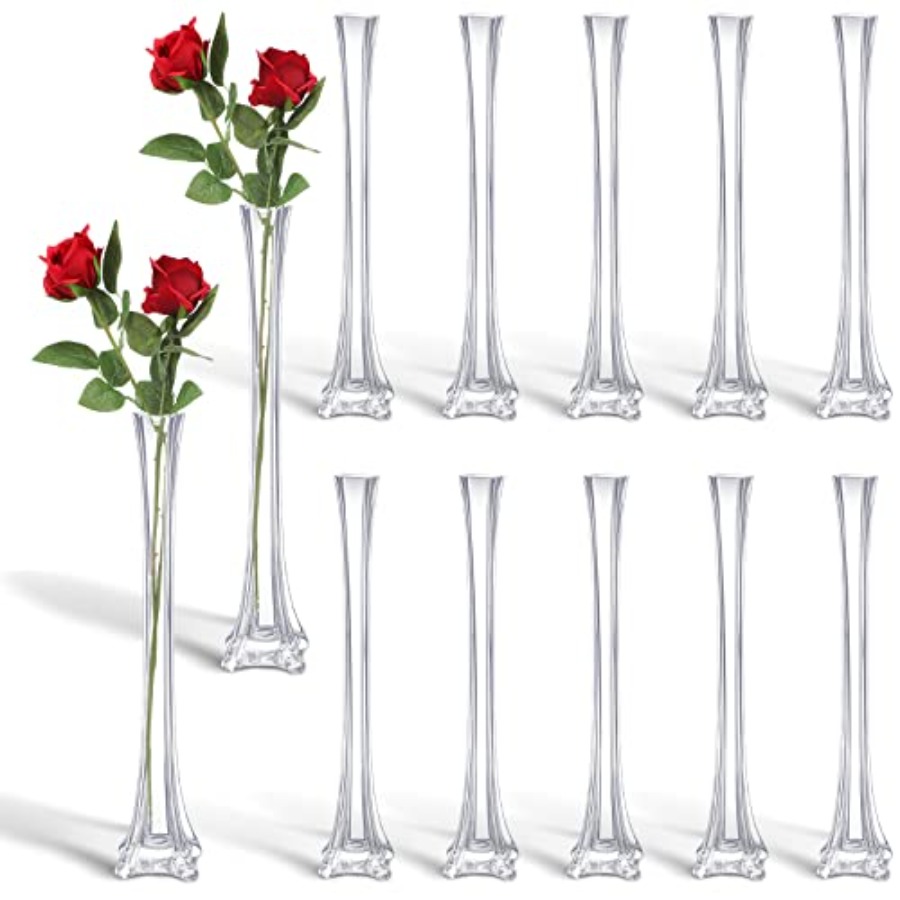 ウェディングセンターピース用花瓶：12個入り透明ガラス製16 - Fluted Vase Tall のレビューと価格