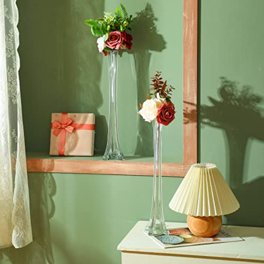 ウェディングセンターピース用花瓶：12個入り透明ガラス製16 - Fluted Vase Tall のレビューと価格